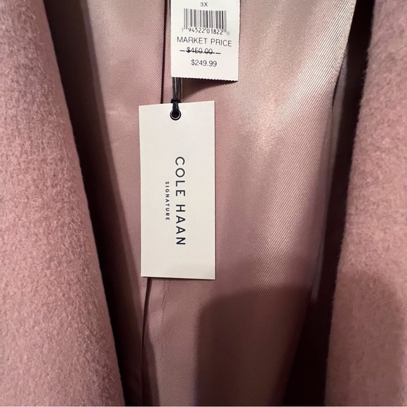 **SALE** COLE HAAN SIGNATURE PINK/BLUSH Slick Wool Blend Wrap Coat. 3X - Picture 13 of 14